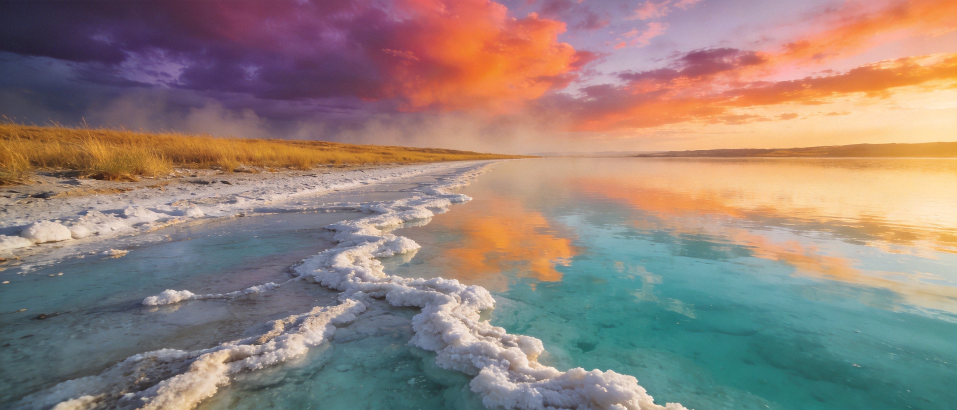 Salt lake landscape in Central Asia steppe region