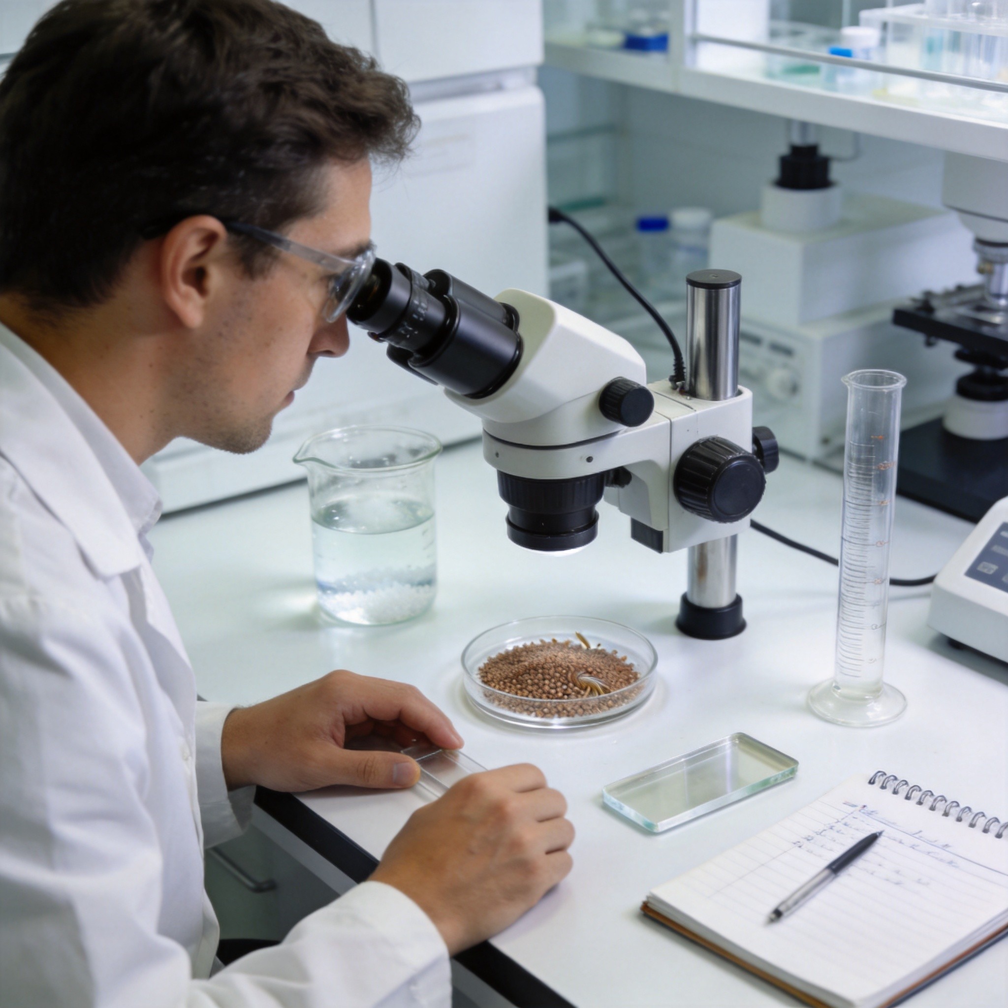 Muyi Artemia quality control laboratory with hatch rate testing equipment